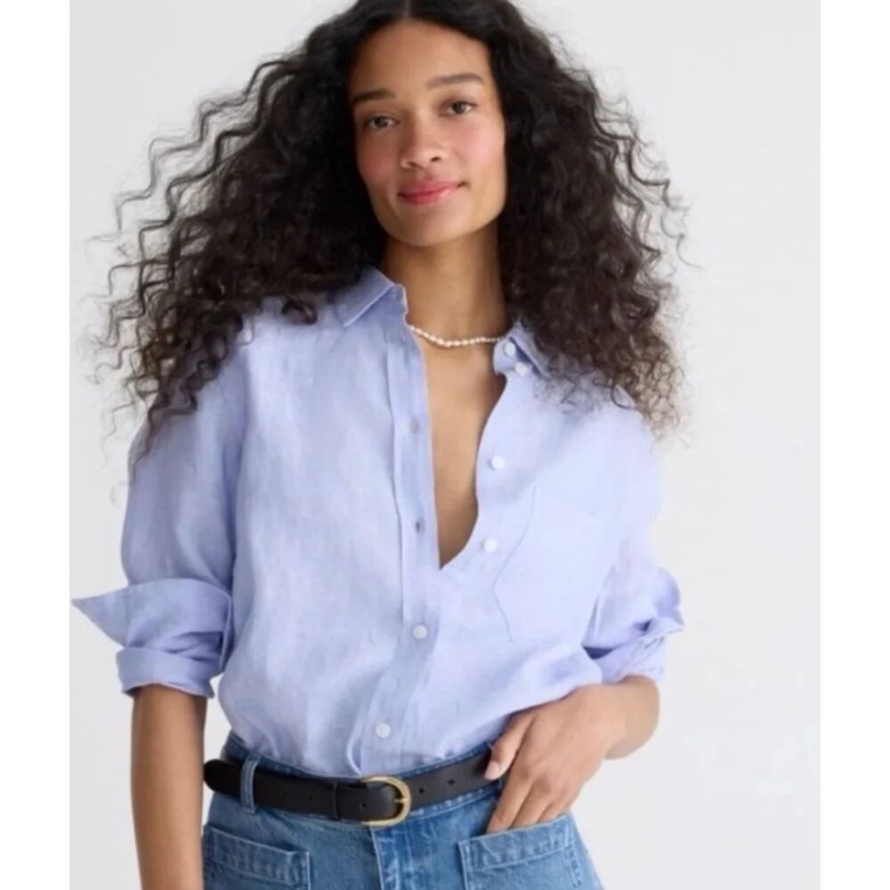 J. Crew Slim-fit Baird McNutt Irish Linen Shirt in Blue Size 6